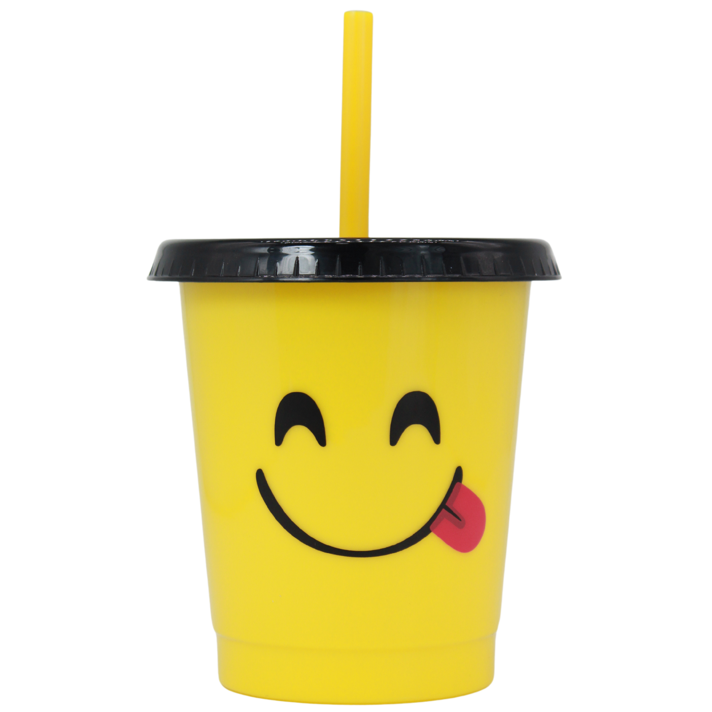 Vaso Fiesta Emoji 16oz con Tapa Negra y Popote Ideal para Fiestas y Expresión