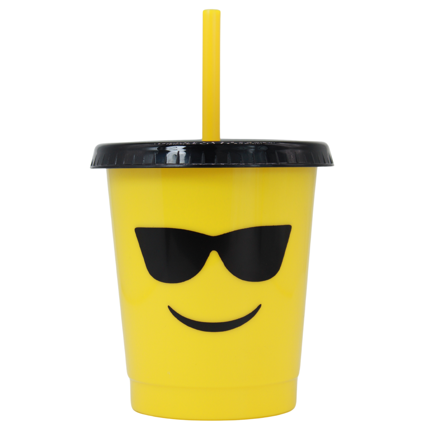 Vaso Fiesta Emoji 16oz con Tapa Negra y Popote Ideal para Fiestas y Expresión
