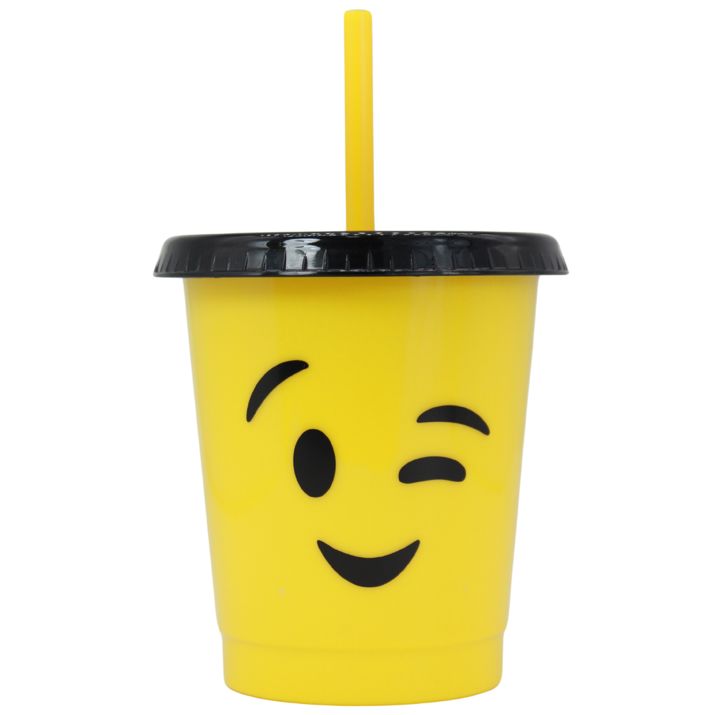Vaso Fiesta Emoji 16oz con Tapa Negra y Popote Ideal para Fiestas y Expresión