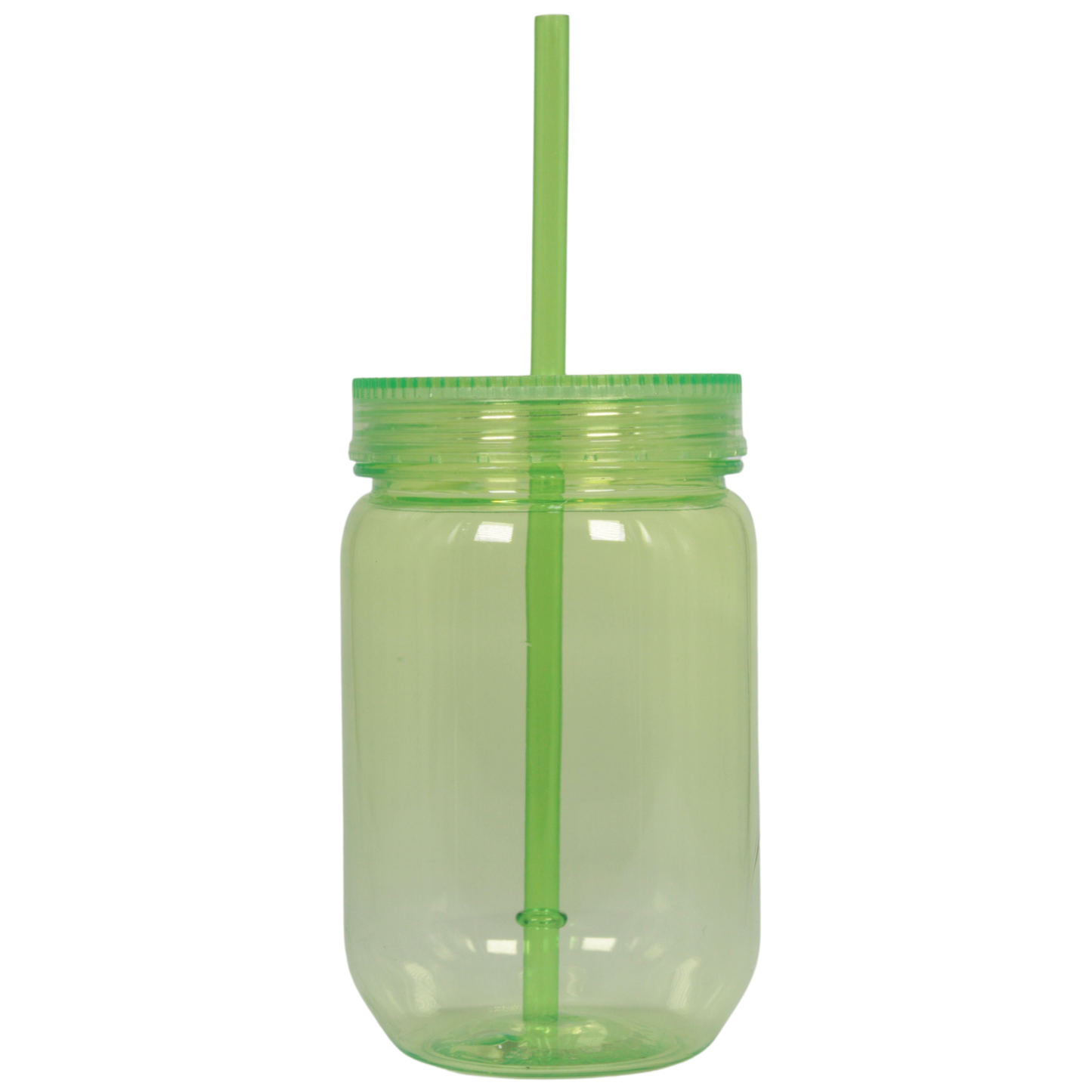 Translucent mint green 20oz acrylic mason jar with matching lid and straw.
