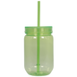 Translucent mint green 20oz acrylic mason jar with matching lid and straw.