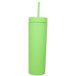 Light green reusable acrylic thermal cup with matching lid and straw, BPA-free, 400ml capacity.
