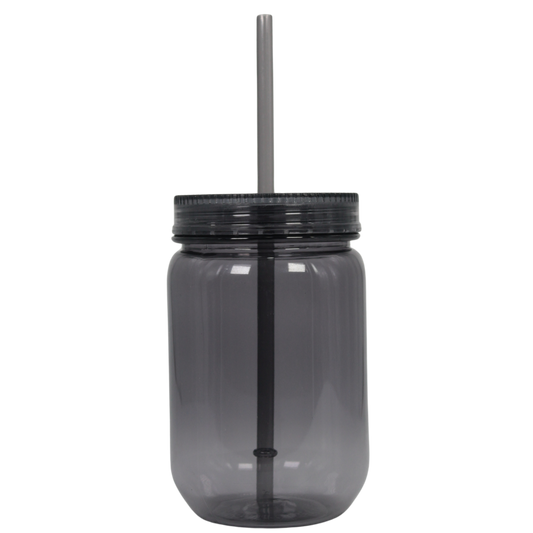 Vaso Acrílico Mason 20oz con Tapa y Popote Colores Traslúcidos para Bebidas Refrescantes