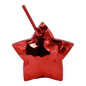 Red metallic star-shaped 18oz cup with matching red straw for party use.
