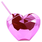 Metallic pink heart-shaped 20oz tumbler with matching pink lid and straw.