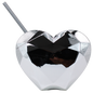 Silver metallic heart-shaped tumbler with matching lid and straw, faceted design.