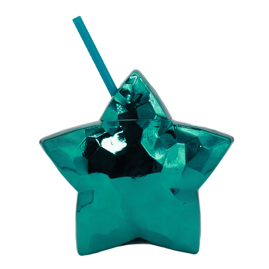 Vaso Estrella Metálico de 18oz con Popote Party Star