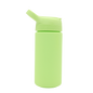 Light green acrylic reusable thermal bottle with angled drinking spout and textured grip lid.