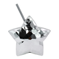 Metallic silver star-shaped cup with a matching silver straw, 18oz capacity.