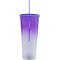 Purple to white gradient acrylic tumbler with diamond texture, double wall, and matching purple straw.