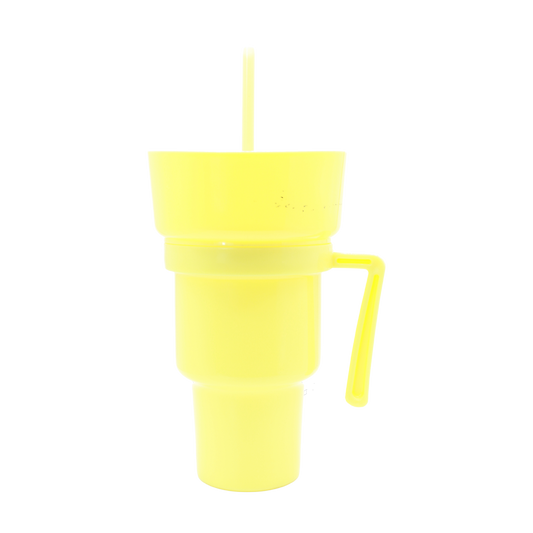 Vaso Botanero 950ml con Bowl, Tapa y Popote Ideal para Fiestas y Eventos Colores Vibrantes