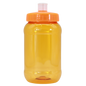 Translucent orange plastic 500ml kids sippy cup with matching lid and white spout.