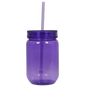 Translucent purple acrylic mason jar with matching lid and straw, 20oz capacity.