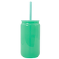 Translucent mint green crystal tumbler shaped like a can with matching rigid straw.