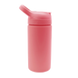 Coral pink reusable 16oz acrylic thermal bottle with flip-top straw lid.