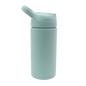 Mint green reusable acrylic thermal bottle with angled drinking spout and textured grip band.