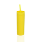 Tall yellow thermal acrylic tumbler with matching yellow straw and lid, reusable and BPA free.