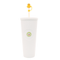 White matte 27oz acrylic tumbler with textured dot pattern, yellow lid and duck-shaped straw topper.
