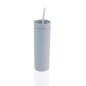 Light blue reusable acrylic thermal tumbler with lid and white straw, 400ml capacity.