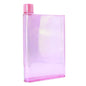 Rectangular translucent pink acrylic water bottle with screw cap, 16oz capacity.