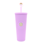 Matte lavender 27oz double-wall acrylic tumbler with textured surface, lid, and a straw topper charm.