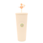 Matte nude acrylic double-wall thermal tumbler with textured exterior, lid, and straw.