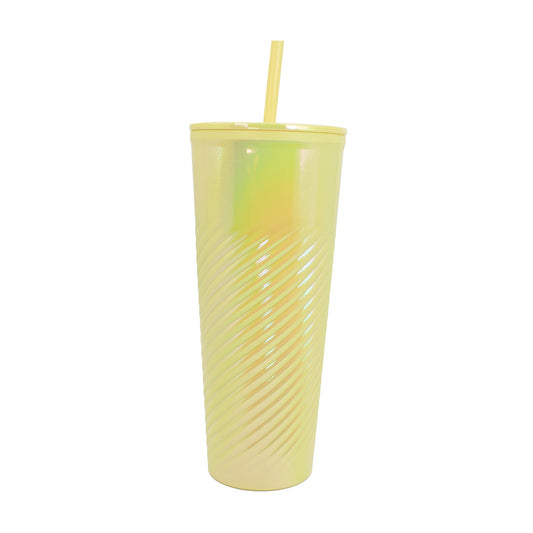 Vaso Acrílico Tornasol 25oz Doble Pared, Tapa, Popote, Reutilizable Frío 4hrs / Calor 1hr