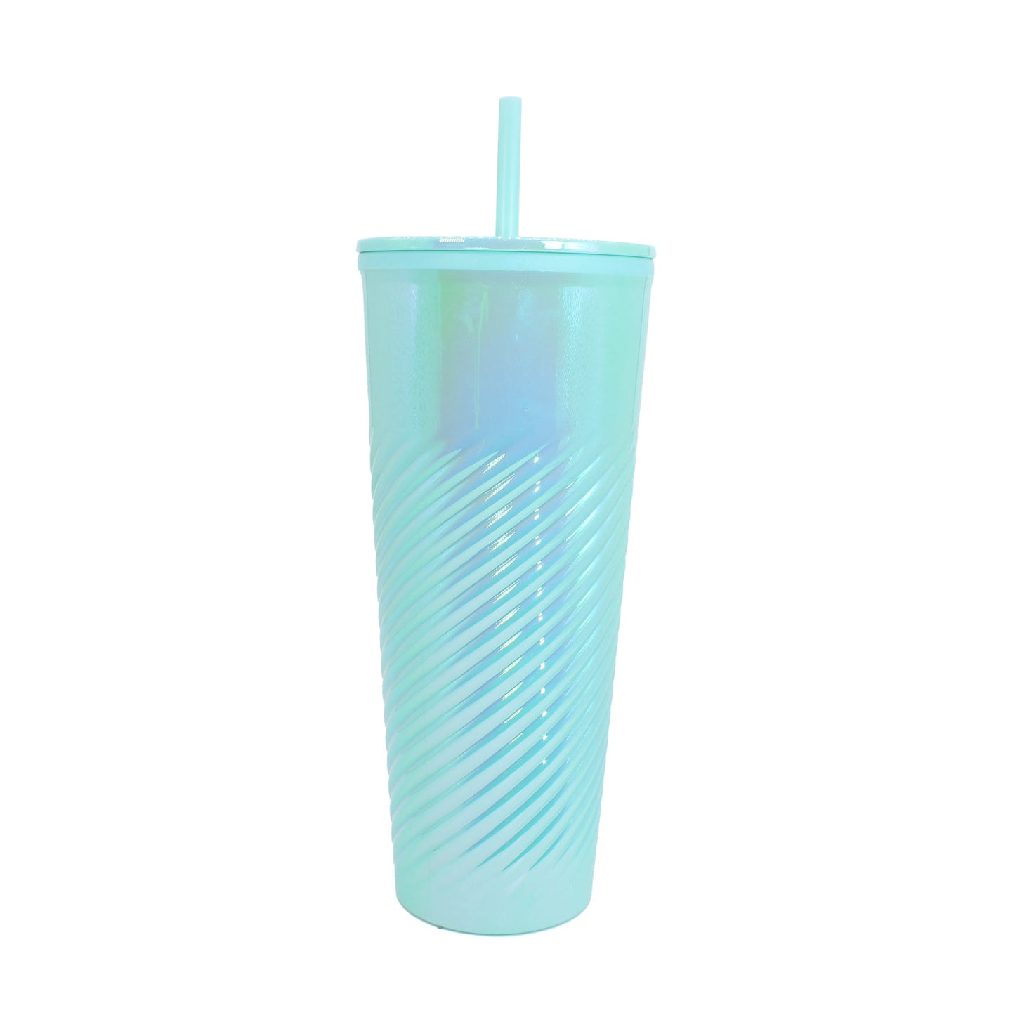 Vaso Acrílico Tornasol 25oz Doble Pared, Tapa, Popote, Reutilizable Frío 4hrs / Calor 1hr