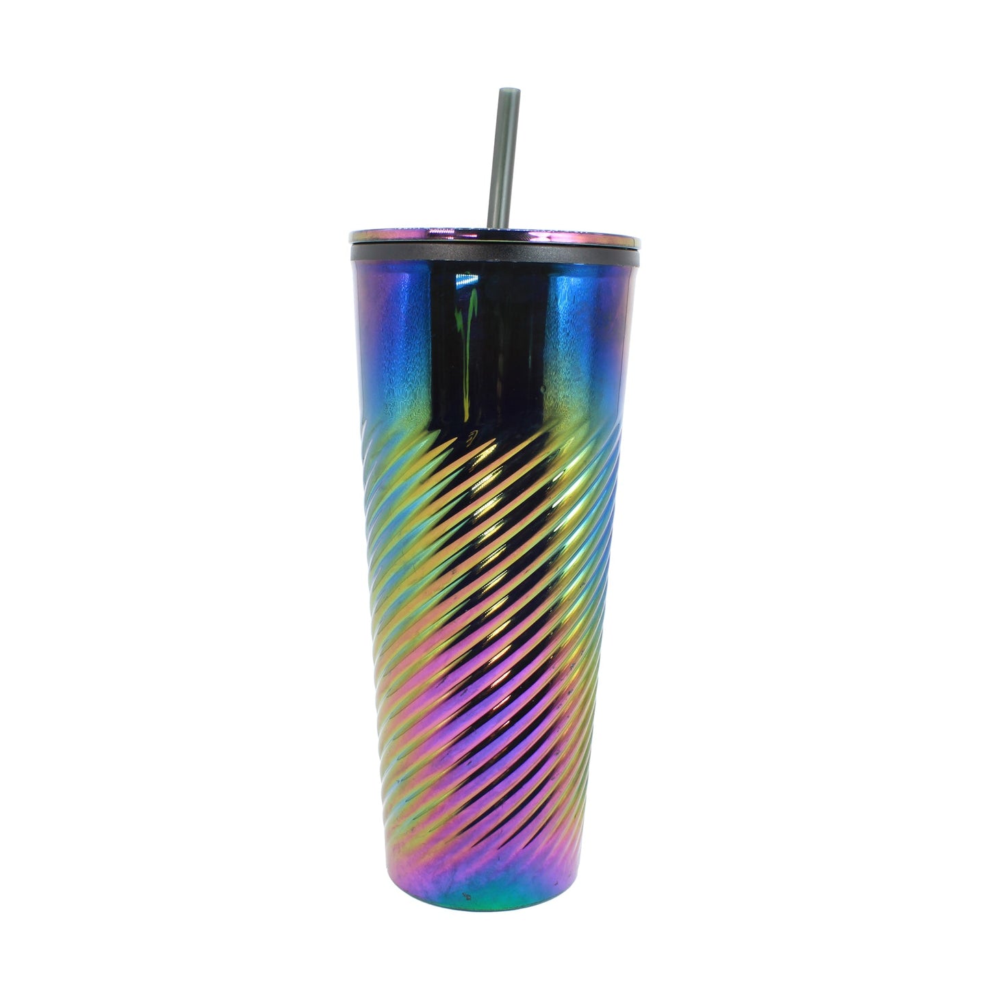 Vaso Acrílico Tornasol 25oz Doble Pared, Tapa, Popote, Reutilizable Frío 4hrs / Calor 1hr